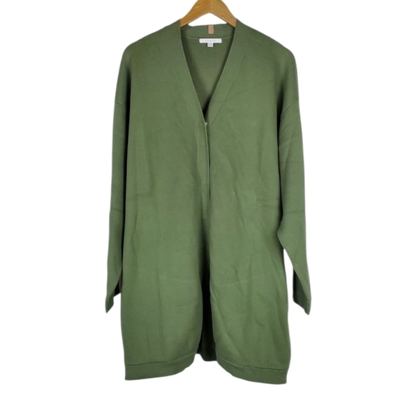 Lunya Cozy Cotton Button Front Silk Blend Cardigan Green New in Package Sz. L/XL - Picture 2 of 16